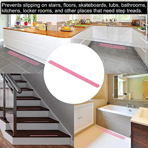 PATIKIL Non Slip Bathtub Stickers 15 x 0.8 Inch, 12 Pack Safety Shower Treads Adhesive Decal Square with Scraper for Stairs Tub Shower, Pink - color: Pink, size: 15 x 0.8"