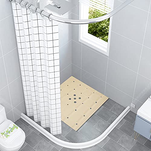 Webos Shower Mat for Textured Surface:Silicone Non Slip Shower Mat Without Suction Cups Foldable - Square Bath Mat for Reglazed Tub Textured Shower Floor (Beige, 21x21) - color: Beige