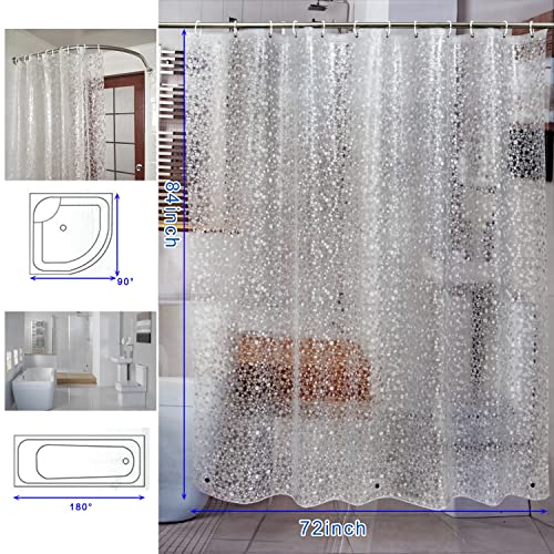 Bostofy EVA 3D Waterproof Shower Curtain Liner, Clear Extra Long Bathroom Shower Liner with Rustproof Metal Gromments and Weighted Magnet,72”Width x 84”Length - color: Clear Stone, size: 72"W x 84"L (Pack of 1)
