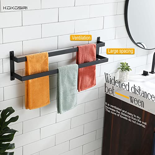 KOKOSIRI Towel Bars Black Bath Towel Holders 32 Inches Bathroom 2-Tiers Ladder Towel Rails Wall Mounted Towels Shelves Rack Stainless Steel, B5008BK-L32 - color: Matte Black, size: 32-Inch