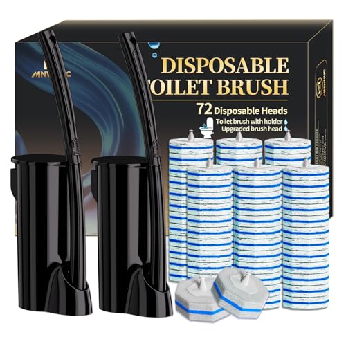 2 Pack Disposable Toilet Brush and Holder Set,Extended Handle with 72 Cleaner Refills Toilet Brush for Toilet Bowl Cleaners,Bathroom Cleaning, Bathtub.Disposable Toilet Cleaning System - style: 2 Pack Toilet Brush+72 refills