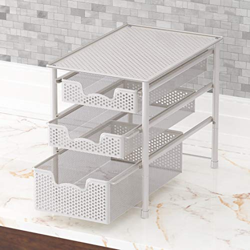 Simple Houseware 3 Tier White Alloy Steel Sliding Basket Organizer Drawer Cabinet (Pack of 2) - color: White, size: 3-Tier (Pack of 2)