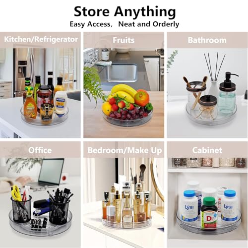 Lazy Susan Turntable Food Storage Container for Cabinets, Pantry, Refrigerator, Countertops, BPA Free - Spinning Organ-izer Rack for Spices, Condiments, Baking Supplies - 9" Round,Clear - size: Clear 9" 1 Pack