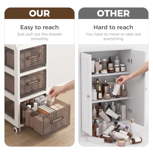 Bathroom Storage with Drawers, 11.8" Wide Slim Storage Cabinet | Narraw Cart with Wheels for Small Spaces Kitchen Office Bedroom Dinning Room Under Desk, 29.7" Tall - size: 30x41x75 cm
