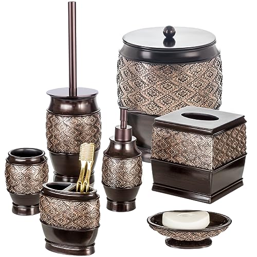 Creative Scents Dublin Brown Toothbrush Holders for Bathrooms Set of 2 - Bathroom Toothbrush Holder Set - Electric Tooth Brush and Toothpaste Organizer - Brown Bathroom Accessories Set Decor - style: Toothbrush Holder Set