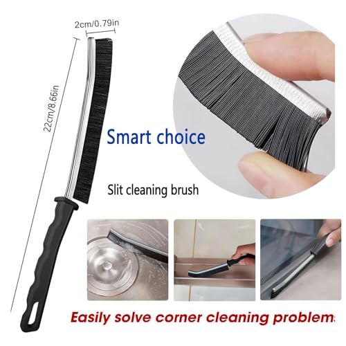 Crevice Cleaning Brush Set, Multi-Purpose Hard Bristle Brushes for Deep Cleaning Kitchen, Bathroom, Grout, Sink, Cup, Teapot, Bottle, Blender, Corners, Tight Spaces & More (6)