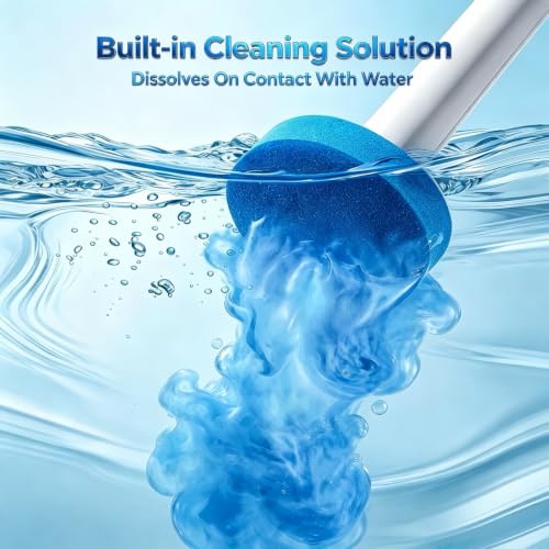 Disposable Toilet Wand Kit with 30 Refills,Wall-Mounted Holder & Storage Caddy,Toilet Brush for Deep Toilet Cleaning, Bathroom Accessories for Home, Dorm & RV(1 Wand+30Refills)