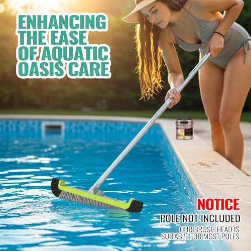 18" Pool Brush Head - Scrub Brush, Curved Ends, Fits Φ1.25” Poles | Scrub Brushes for Cleaning Swimming Pool Walls, Tile, Fiberglass, Flooring and Vinyl Pools, Green & Black & Gray - color: Black & Gray