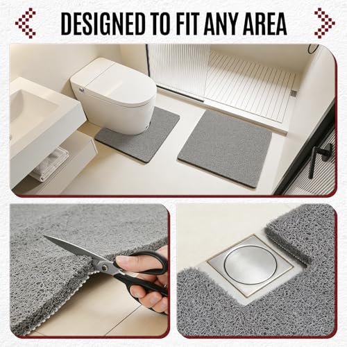24 * 24in Shower Mat Bathtub Mat Non Slip | Bathmats Non Slip, Quick Drying Foot Scrubber Loofah Mats for Inside Shower, Tub, Bathroom, Home, Grey - color: Grey, size: 24" x 24" (Rectangular)
