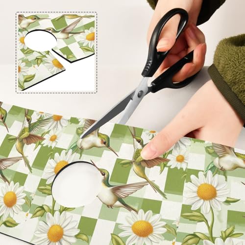 Checkered Green and White Hummingbirds Daisy Kitchen Sink Splash Guard Sink Faucet Mat Faucet Handle Drip Catcher Drain Mats for Kitchen Bathroom - color: Checkered Green and White Hummingbirds Daisy, size: 30x5.4in x2