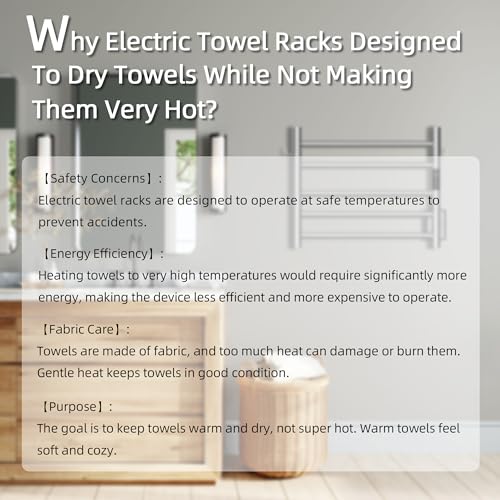 P&Dlusir EL13 Heated Towel Rack, Brushed, 5 Bar | Fast Heat in 2 Min, Smart Timer, Thermo Control, Memory Functoion, Stainless Steel, Hard-Wired/Plug-in - color: Brushed, size: 21.65"W x 17.72"H