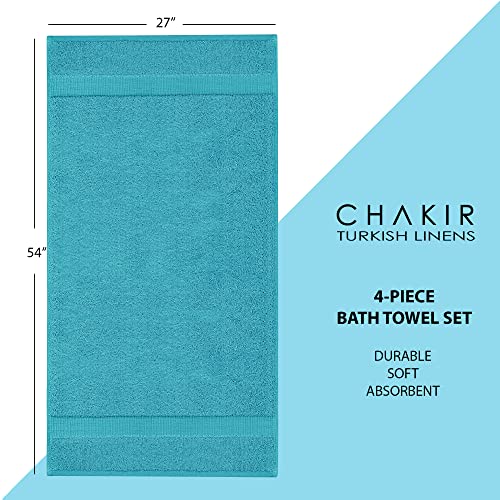 Chakir Turkish Linens | Hotel & Spa Quality 100% Cotton Premium Turkish Towels | Soft & Absorbent (4-Piece Bath Towels, Aqua) - color: Aqua