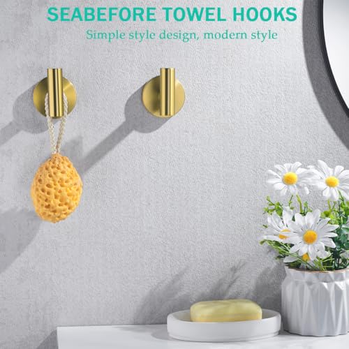 Towel Hooks for Bathrooms,Champagne Bronze Wall Mount Hooks SUS 304 Stainless Steel Coat Hook Robe Hook Towel Hook 2 Count for Kitchen,Bedroom (Drilling),96006-8CB2 - color: 2-Champagne Bronze