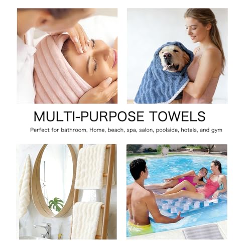 4 Pack Microfiber Bath Towels - Extra Large, Super Absorbent, Quick Dry, Plush and Fluffy, Luxury Towel Set for Bathroom, Spa, Gym, Travel - 24x12 Inches - color: White1, Gray1, Pink1, Blue1