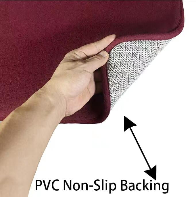 Madeals Memory Foam Long Bathroom Mat and Toilet Rug Set 3 Piece and with Toilet Lid Cover and Tank Cover Set Burgundy - color: Burgundy, size: 20"x46"/20"x32"/Contour/Lid Cover/Tank Cover