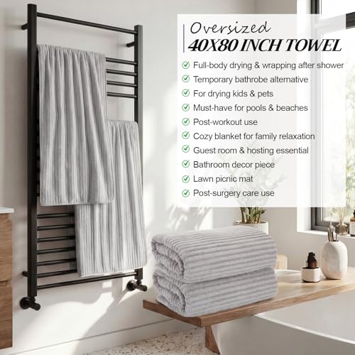 4 Pcs Extra Large Bath Towel 40x80'',Gray - color: Gray