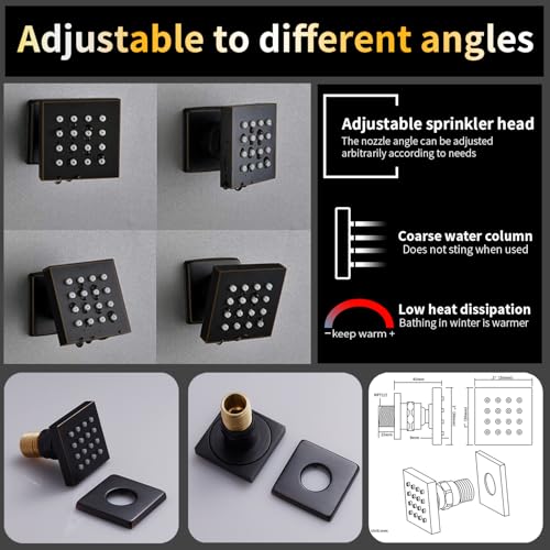 AYIVG Thermostatic Full Body Rainfall Shower System Dual 3 Way Diverter Valve 6 Function Ceiling Mount 14x20" ShowerHeads With 6 Jets 2 Handheld Shower Set (Oil Rubbed Bronze) - color: Oil Rubbed Bronze
