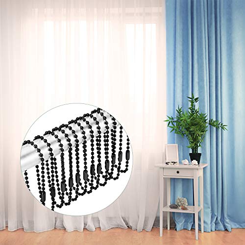 WILLBOND 100 Pcs 6 Inch Shower Curtain Hook Extenders, Chain Design, Black | Ring Hooks Long Bulk for Shower Rods and Curtains,for Raising Curtain Height in Bathrooms