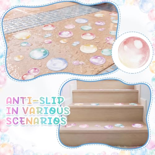 Fullhawl 30 Pcs Pastel Bubble Non Slip Shower Stickers, Bathtub Grip | 30 Pack Pastel Bubble Design, Smooth Decorative Look, Non Slip Texture, Brightens Bathroom While Improving Safety - style: Pastel Bubble