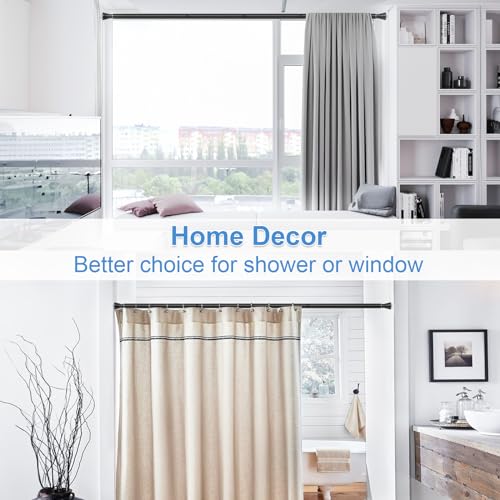 Shower Curtain Rod 45-77 Inch Black Shower Tension Rod Adjustable | Curtain Rod No Drilling Tension Curtain Shower Rods for Bathroom Windows - color: Black., size: 45" to 77"-1Pcs