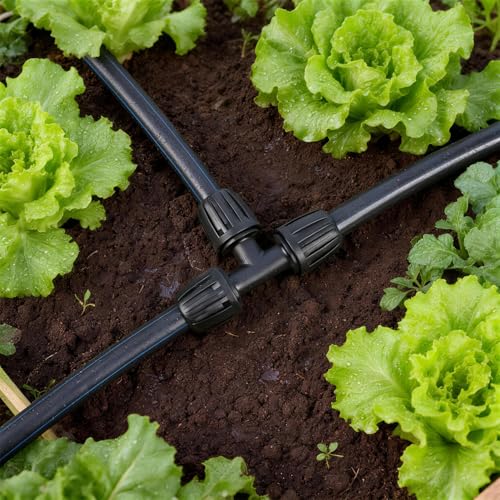 10 Pieces 1/2 Inch Drip Irrigation Tee Fittings, 1/2'' Drip Line Barbed Locked Tee Connectors for 1/2 Inch Irrigation Tubing (1/2" ID x 0.670" OD) Anti-leak 3-Way Irrigation System Parts - size: 1/2" Lock Nut Tee