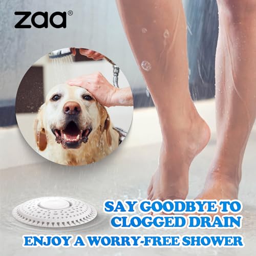 Zaa Shower Drain Hair Catcher Silicone Flat Floor Strainer Protector | Light Gray Weighted Flat Shower Drain Protectors, Traps Hair Before Clogs, Easy to Clean in Seconds, Fits Flat Floor Drains