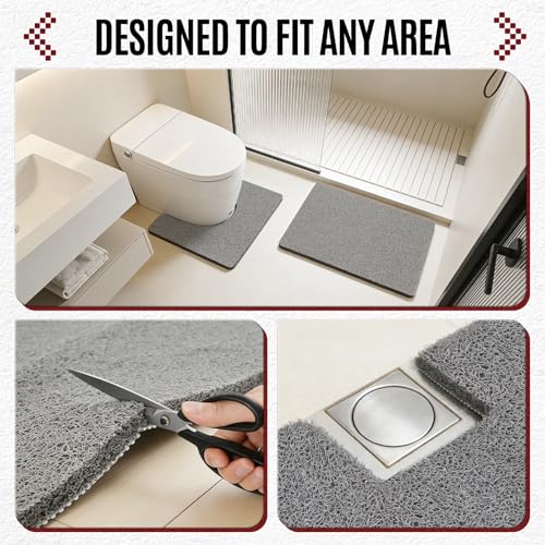 32 * 24in Shower Mat Bathtub Mat Non Slip | Bathmats Non Slip, Quick Drying Foot Scrubber Loofah Mats for Inside Shower, Tub, Bathroom, Home, Grey - color: Grey, size: 32" x 24" (Rectangular)