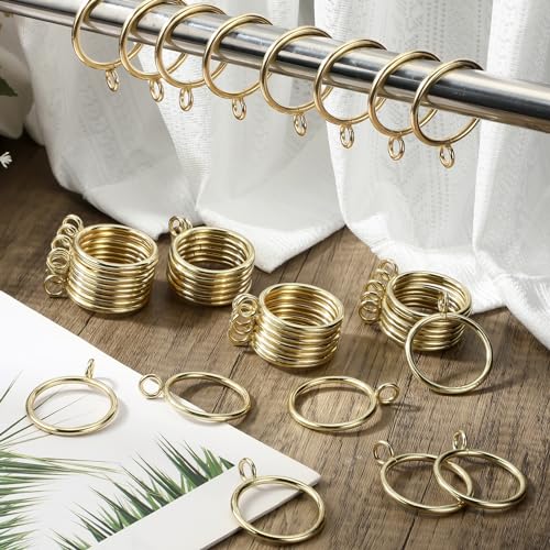 Maitys 100 Pcs Metal Curtain Rings with Eyelet 1.5-inch Inner Diameter Eyelet Curtain Rings for Drapery Clips Hooks for Sliding Window Bathroom Door Shower Rod (Gold) - color: Gold