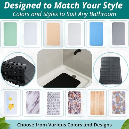 ENKOSI Non Slip Bath Mat for Tub and Shower Floors – Anti Slip Shower Mat with Secure Suction Cup Grip – Soft Black Bathtub Mat for Inside Tubs and Bathroom Shower Stalls (28x16 Black) - color: Black
