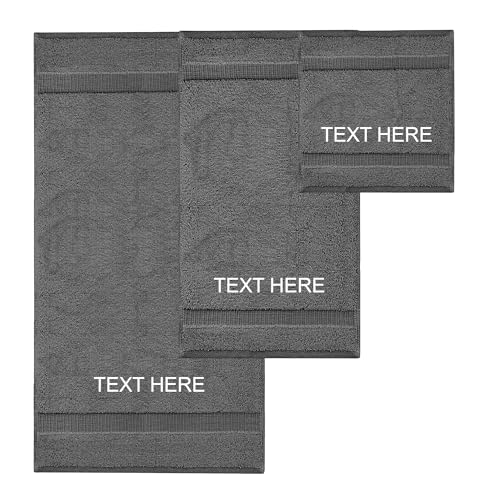 Chakir Turkish Linens Personalized 3 Piece Towel Set, 100% Cotton Luxury Turkish Towels for Bathroom, Soft Absorbent Towel Set with Bath Towel Hand Towel and Washcloth, Dark Gray - color: Dark Gray