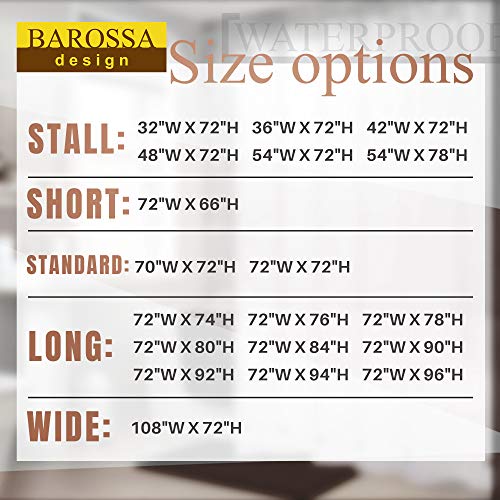 Barossa Design 42x72 Fabric Shower Stall Curtain Liner White | Soft Microfiber Cloth, Waterproof, Hotel Quality, Machine Washable, 42W x 72H for Bathroom Stall - color: Pure White, size: 42"W x 72"L (Pack of 1)