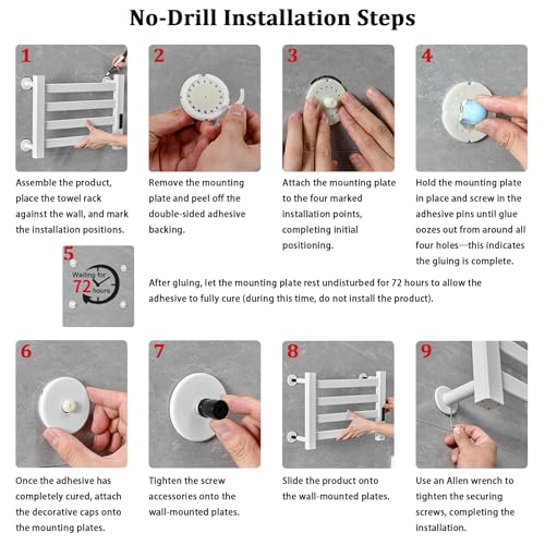 Towel Warmer Rack, Space Aluminum Electric Heated Towel Racks for Bathroom, 4 Bars Wall Mounted Bath Towel Heater with Built-in Timer&Temperature Adjustment, Plug-in, White - color: White