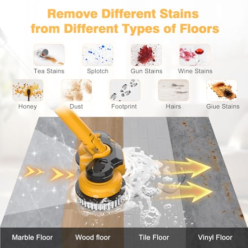 Cordless Electric Mop for Dewalt 20V Battery (NO Battery), 2 in 1 Spin Mop & Electric Floor Scrubber Machine with LED Light & Water Spray, 800 RPM Rotating Electric Mops for Floor
