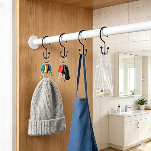 6 Pieces Shower Curtain Hooks, Double Glide Shower Rings, Gold | Double Glide Shower Rings for Bathroom Curtain Rods. Use in bathrooms. For everyday styling, parties, celebrations, weddings. - color: Gold