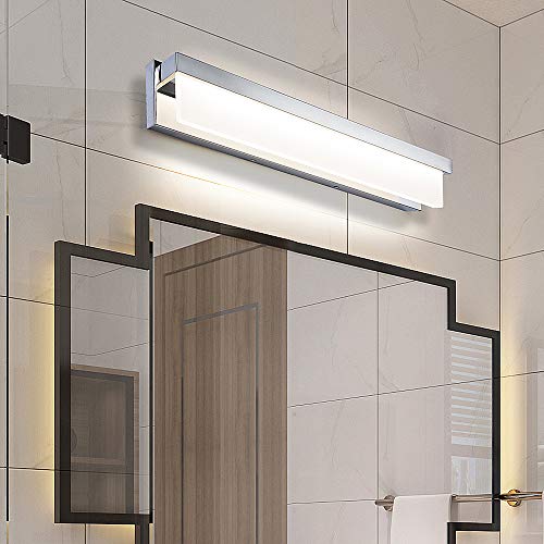 LED Bathroom Vanity Light Fixture Over Mirror 24.4 inch Modern Rectangle Finishing Bath Vanity Lighting Bar 4000K Daylight Wall Sconce (Chrome) - color: Chrome, size: 24 inch