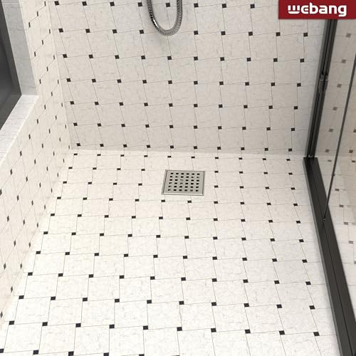 4 Inch Square Shower Drain Nickel Floor Drain with Flange Square Holes Pattern Cover Grate Removable SUS304 Stainless Steel Watermark&CUPC Certified Brushed Nickel - color: Brushed Nickel, size: 4 Inch