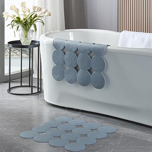 Webos Square Shower Mat Nonslip - 2PCS Rubber Bathtub Mat with Suction Cups for Inside Shower Bathroom Floor (Grey, 21X21) - color: Grey(2pcs)
