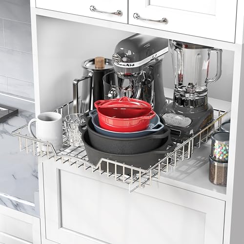 Simple Houseware Under Cabinet Pull Out Sliding Shelf Drawer, 18Dx17W | for Kitchen Organizer - size: 18" D x 17" W