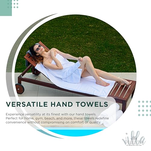 Villa Celestia Cotton Hand Towels Set of 4, 16 x 28, Oeko-TEX Certified, Quick Dry, Teal - color: Teal, size: Hand Towel - Pack of 4