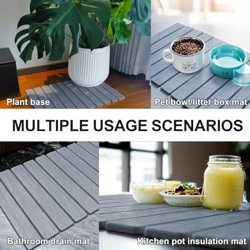 Large Stone Dish Drying Mat for Kitchen Counter, 24"×16" Quick Dry Collapsible Diatomaceous Earth Mat – Super Absorbent Foldable Drying Pad for Dishes (Light Gray, 23.2" x 15.4") - color: Light Gray