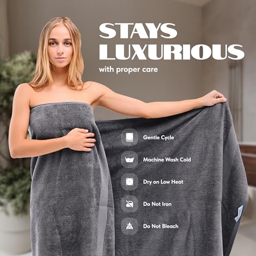 White Classic Luxury Soft Bath Sheet Towels - 650 GSM Cotton Luxury Bath Towels Extra Large 35x70 | Highly Absorbent and Quick Dry | Hotel Quality Extra Large Bath Towels Oversized, Dark Grey, 2 Pack - color: 03: Dark Gray