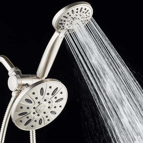 AquaDance Premium High Pressure 3-Way Rainfall Combo Combines The Best of Both Worlds-Enjoy Luxurious Rain Showerhead and 6-Setting Hand Held Shower Separately or Together, Satin Nickel - color: Satin Nickel