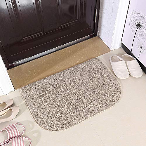 COSYHOMER 27x18 Half Round Kitchen Rug,Non Slip Washable Mat,Beige 1PC | Polypropylene tufted textile,small half circle rug,kitchen sink mat,Kitchen floor mat - color: Beige, size: 1'6" x 2'3" (Semicircular)