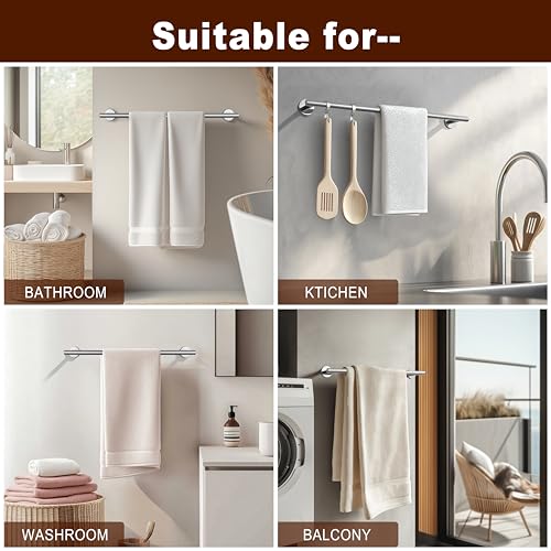 SEIDO 24 Inch Polished Chrome Towel Bar (2-Pack), Double Locking Anti-Drop Bathroom Towel Holder, SUS 304 Stainless Steel Towel Rack with 21" Usable Length, Complete Hardware, for Bathroom & Kitchen - color: Polished Chrome, size: 24 Inch (2 Pack)
