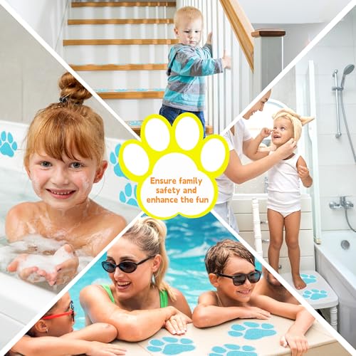 Secopad Non-Slip Bathtub Stickers, 20 Large PCS Safety Bathroom Tubs Showers Treads Adhesive Decals with Premium Scraper (Blue) - color: Blue