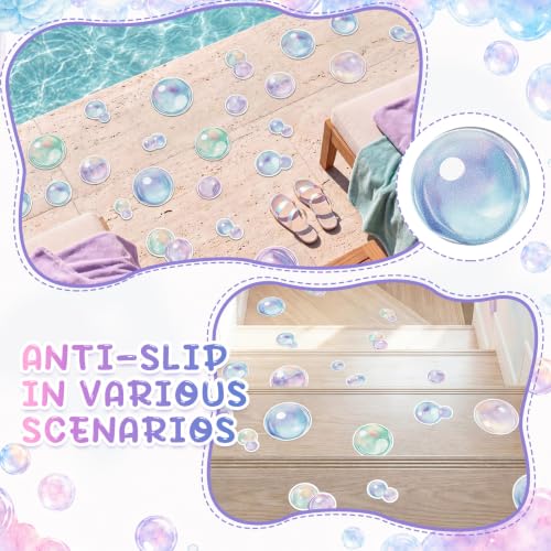 Fullhawl 30 Pcs Pastel Bubble Non Slip Bathtub Stickers Pastel Bubble Anti Slip Shower Stickers Shower Floor Nonslip Sticker Applique Adhesive Decals Treads with Scraper for Bathtub Bathroom Floor - style: Pastel Bubble