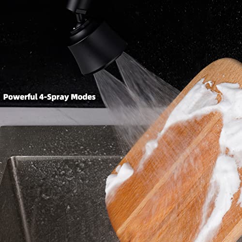 Faucet Aerator 4 Modes, 360° Swivel Faucet Sprayer Head Attachment, Black | 55/64" Sink Faucet Head for Bathroom & Kitchen faucets, 2 Large-Angle Rotating Metal Joints, Extra 15/16" Male Adapter - color: Black, style: 2 Swivel Joints