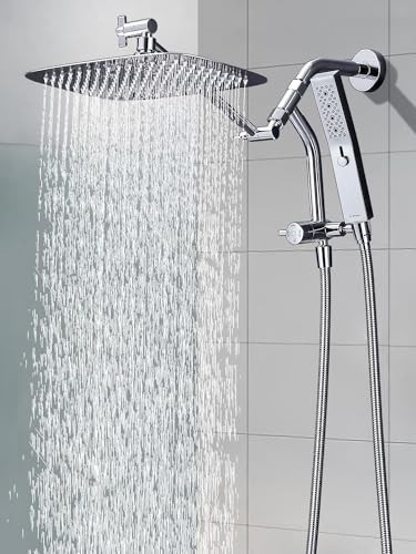 G-Promise 12 Inch All Metal Rain Shower Head with Handheld Spray (Chrome) | Suits Every Height, Pause Mode Diverter, Massage Mode Handheld, Full Body Coverage, Easy to Install, Modern Bath Upgrade - color: Chrome, size: 12 Inch