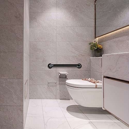 24 Inch Knurled Matte Black Grab Bar for Shower, 2 Pack | 304 Stainless Steel, Fully Welded 1.25" Tube, Non-Slip Surface, Rustproof Bathroom Handrail - color: BLK Knurled, size: 24 inch - 1.25 inch Dia