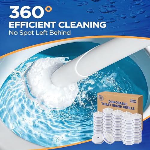 60 Count Toilet Bowl Cleaner Wand Refills Compatible with CLOROX, Disposable Toilet Brush Refills, Replacement Brush Heads for Cleaning System - size: 60 Count (Pack of 1)
